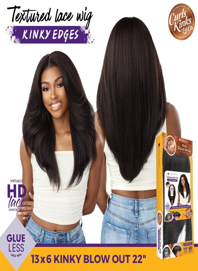 Sensationnel Curls Kinksandco Kinkyedges Wig - Kinky Layered Blow Out 22 Inch 13X6 Lace Frontal Natural Kinkytexture Edged Hairline for Natural 3C to 4C Hair Textures (1B OFFBLACK) - Image 4