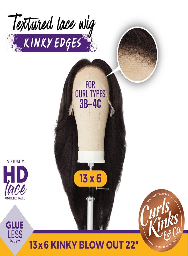 Sensationnel Curls Kinksandco Kinkyedges Wig - Kinky Layered Blow Out 22 Inch 13X6 Lace Frontal Natural Kinkytexture Edged Hairline for Natural 3C to 4C Hair Textures (1B OFFBLACK) - Image 2