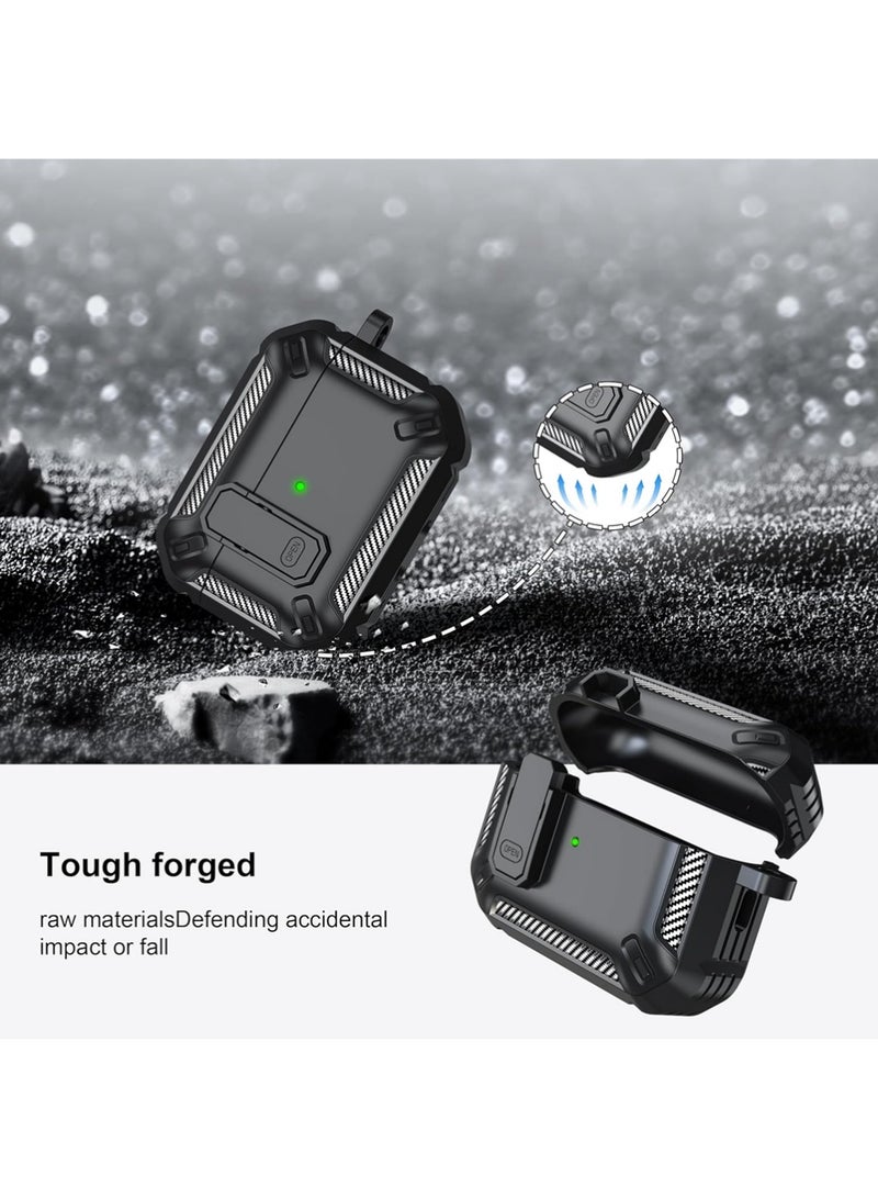 X-level AirPods Pro 3 Case Cover with Cleaning Kit with Keychain Hard Shell Protective Armor with Lock for AirPods Pro 3 Charging Case , Front LED Visible, Black - Image 4