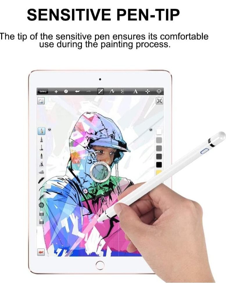 ELTRAZONE Capacitive Stylus Pen For Phone Tablet Touch Screen Pen for Android/IOS Apple iPad Tablet Samsung Stylus Pen Touch Pencil Draw (White) - Image 5