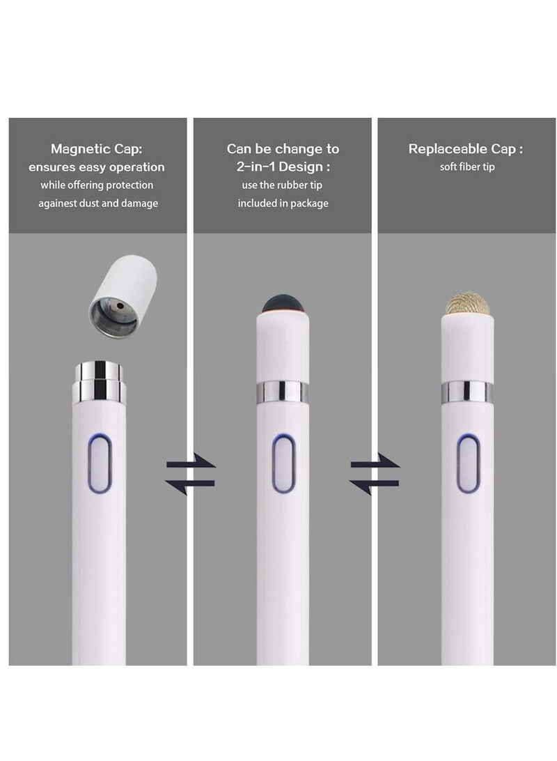 ELTRAZONE Capacitive Stylus Pen For Phone Tablet Touch Screen Pen for Android/IOS Apple iPad Tablet Samsung Stylus Pen Touch Pencil Draw (White) - Image 4