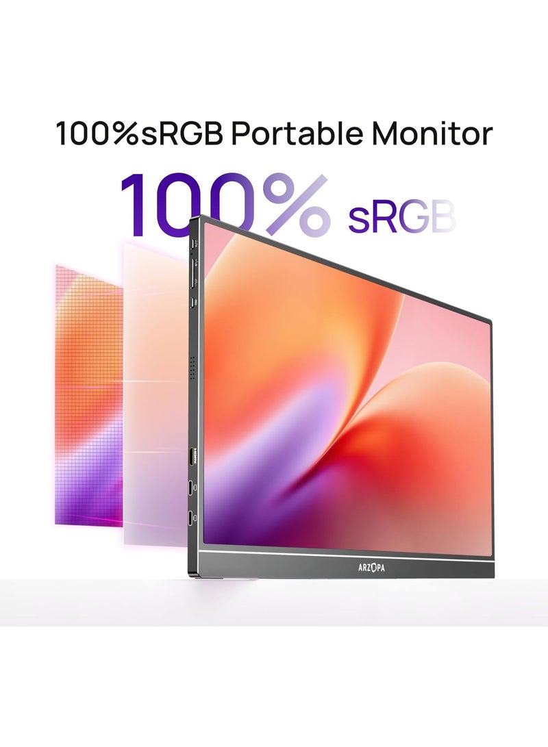 ARZOPA 16.1" Portable Monitor, 100% sRGB FHD 1080P Kickstand Portable Laptop Monitor High Color Gamut Display IPS Eye Care Screen for High-end Office & Entertainment - Image 2