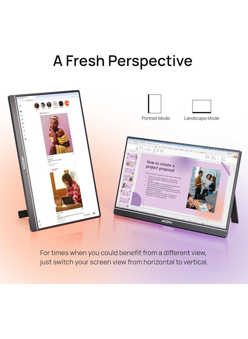 ARZOPA 16.1" Portable Monitor, 100% sRGB FHD 1080P Kickstand Portable Laptop Monitor High Color Gamut Display IPS Eye Care Screen for High-end Office & Entertainment - Image 4