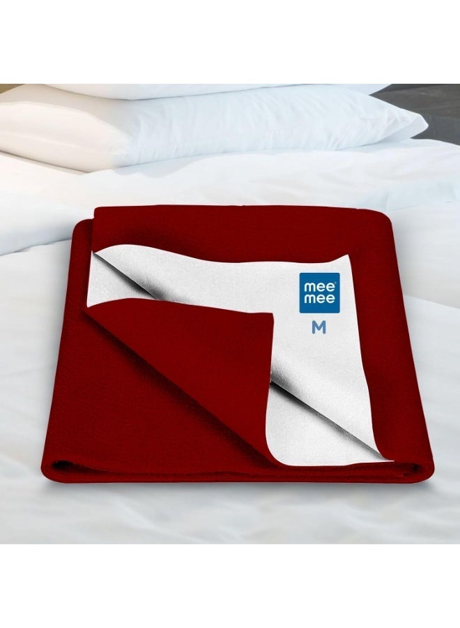 Mee Mee Maroon Instadry Air-Filled Waterproof Sheet: Ultra-Absorbent, Quick-Dry Bedding for Newborns, Soft and Gentle for Babies, Reusable Toddler Cot Sheet - Skin-Friendly, (0-12 Months, 70x100cm)