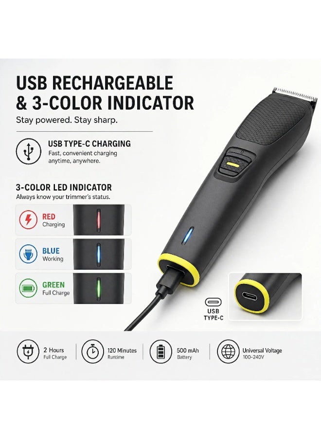 Electric Hair Trimmer for Men, Beard Shaver, Body Grooming, Hair Clipper With 45° Stainless Steel Cutting Blades, 4 Size Combs 1/2/5/7mm, Detachable 120min cordless, Wall-Hang Storage Design for Salon-Quality Results at Home - Image 5