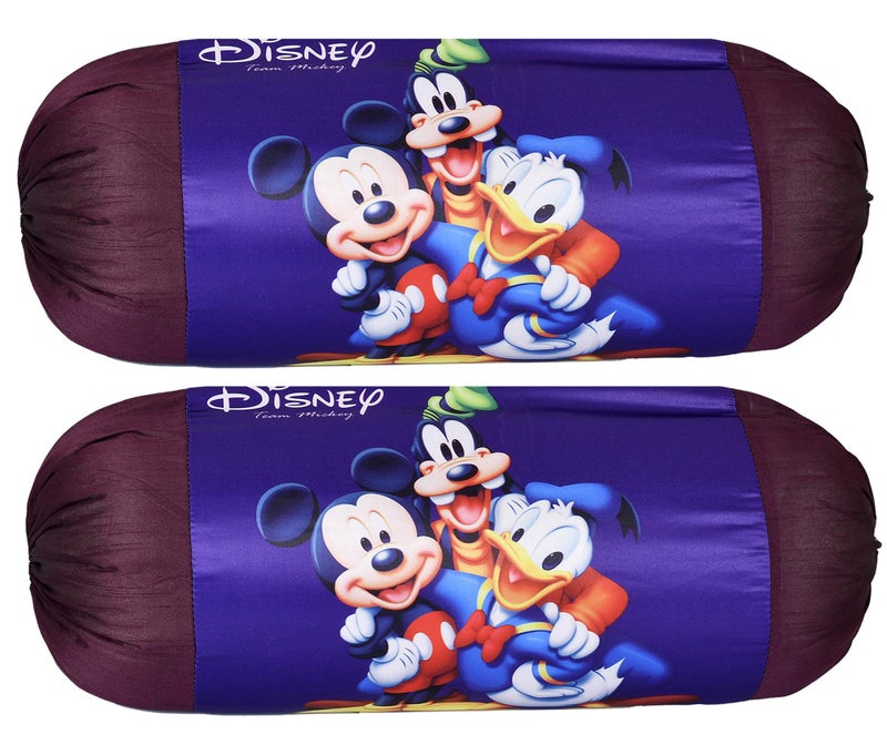Kuber Industries Disney Team Mickey Print Silk Special Long Crush Bolster Cover- Set of 2, Royal Blue-KUBMART0140 - Image 1