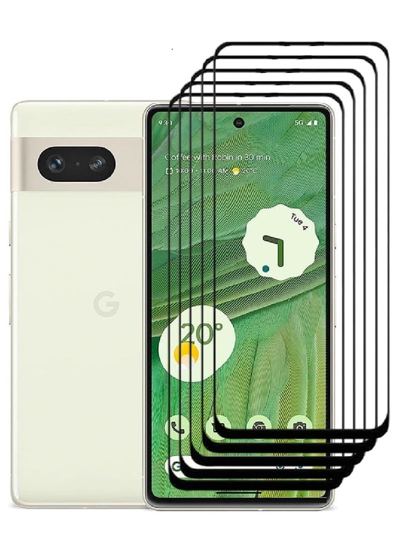 AINA 5 Pieces Tempered Glass Screen Protector 5D Designed For Google Pixel 7 Full Glue Edge to Edge Full Screen Coverage And Bubble Free - Image 1