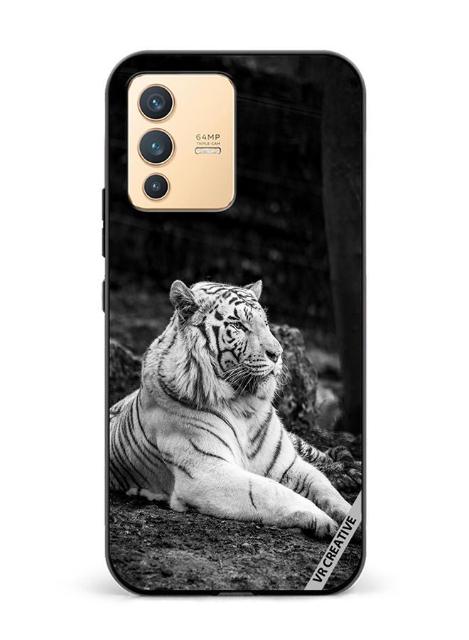 VR CREATIVE Protective Case Cover For Vivo V23 5G Royal Monochrome Tiger Design Multicolour - Image 1