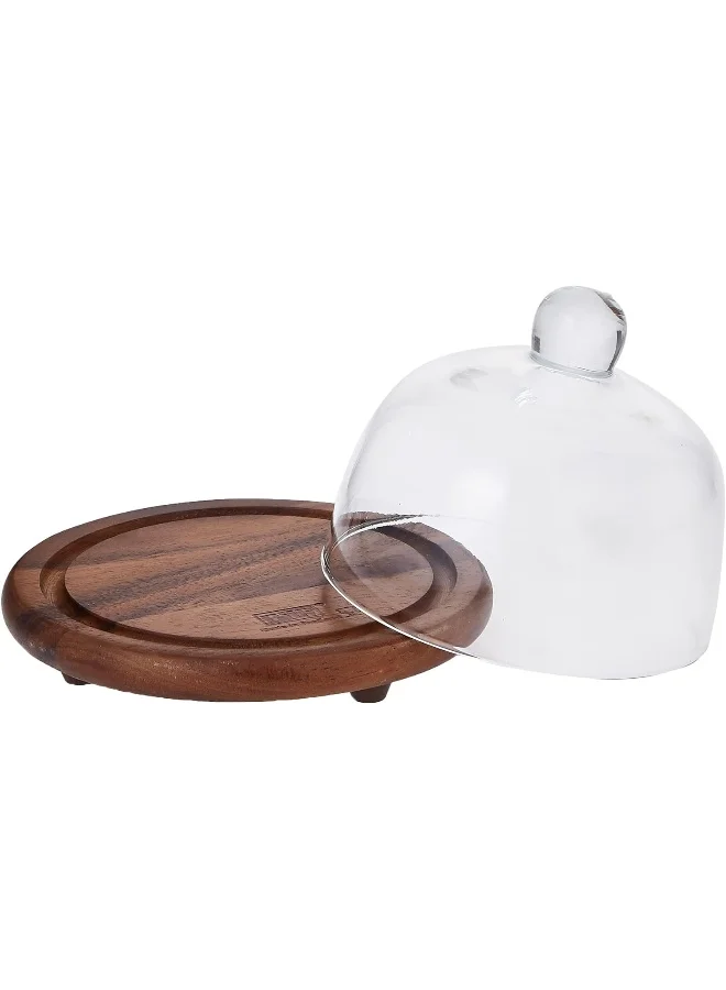BILLI Billi Butter and Cheese Glass Dome with Wooden Stand