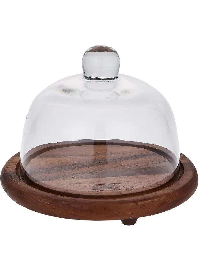 BILLI Billi Butter and Cheese Glass Dome with Wooden Stand