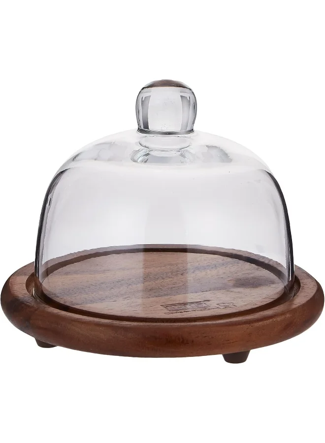 BILLI Billi Butter and Cheese Glass Dome with Wooden Stand