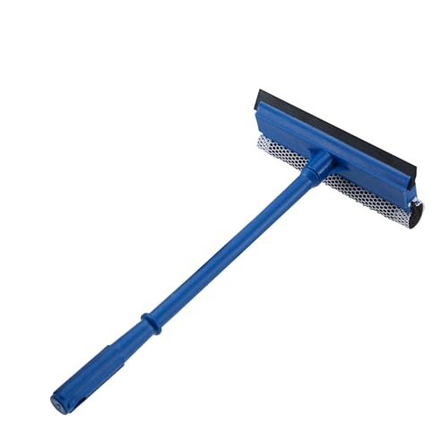 Bryquelin 15.9" Window Squeegee for Car,2 in 1 Squeegee Window Cleaner with Long Stainless Steel Handle,Sponge Car Window Squeegee for Gas Station, Glass,Shower (Plastic Pole) - Image 1