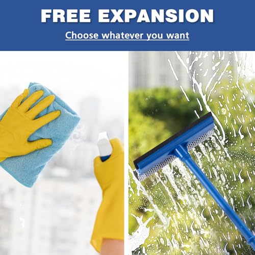 Bryquelin 15.9" Window Squeegee for Car,2 in 1 Squeegee Window Cleaner with Long Stainless Steel Handle,Sponge Car Window Squeegee for Gas Station, Glass,Shower (Plastic Pole) - Image 3