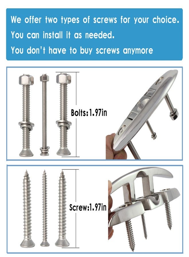 VEITHI 316 Stainless Steel 5 inch Folding Boat Cleat with Back Plate,Flip up Dock Cleat for Deck and Boat,Boat Tie Down Cleats Boat Dock Cleats Folding Cleat Pop Up Cleat Dock Cleats with Fasteners(4 Pack) - Image 3