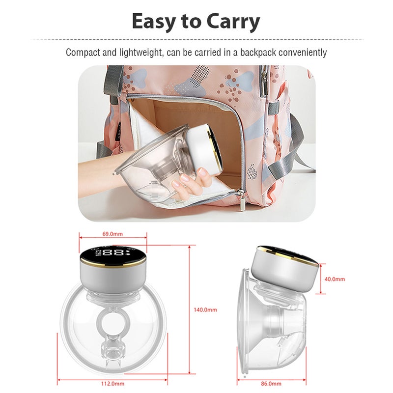 Wearable Electric Breast Pump 24mm Portable Hands-free Milk Pump Ultra-quiet 3 Modes & 9 Levels 180ML Capacity with LED Screen Built-in Battery - Image 3