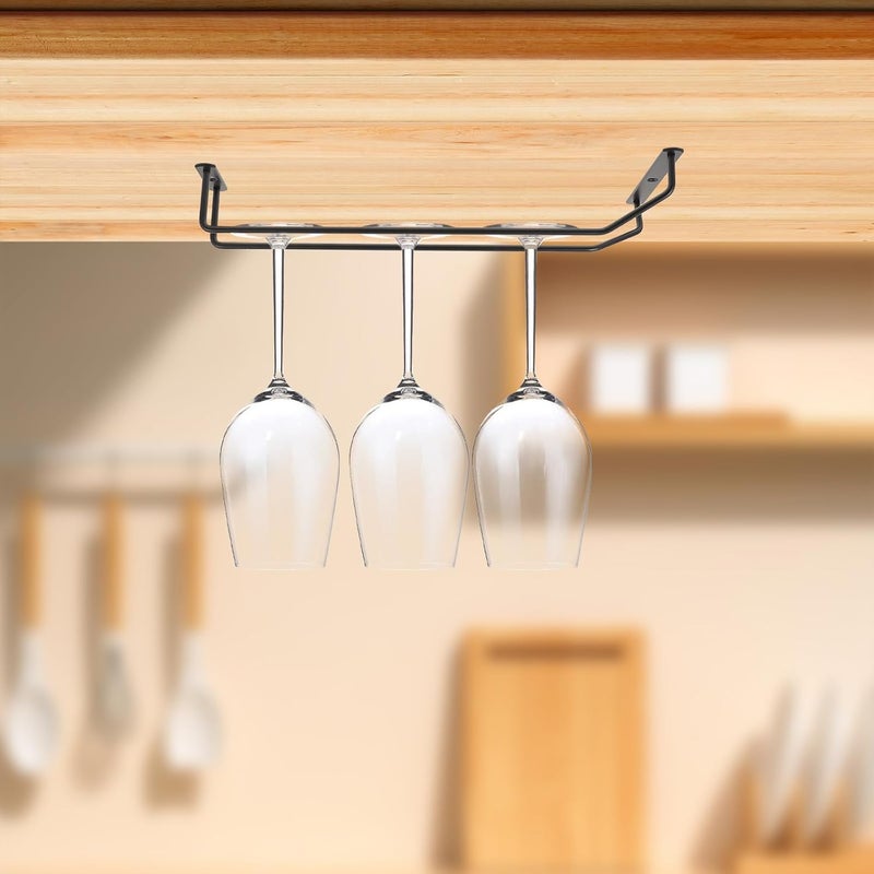 Wine Glass Rack under Cabinet 35cm Iron Black Finish Stemware Holder Hanging Goblets Organizer for Kitchen Bar Home Storage - Image 4