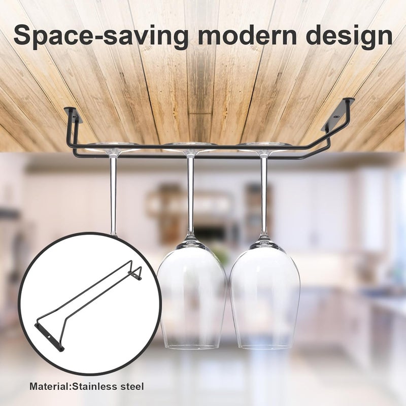 Wine Glass Rack under Cabinet 35cm Iron Black Finish Stemware Holder Hanging Goblets Organizer for Kitchen Bar Home Storage - Image 5