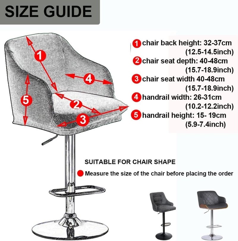 Stretch armrest Chair Slipcovers Set of 1/2/4/6 Dining Chair Cover Removable Washable Chair Slipcovers for Kitchen Banquet Home Hotel Chairs Slipcover Seat Cover (Color : A36, Size : 4pcs - Image 4
