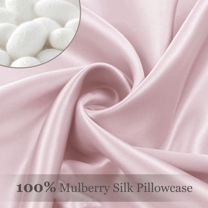 Adubor 100% Silk Pillowcase - Mulberry Silk Pillow Cases, 23 Momme 6A Grade Fibers, Silk Pillow Case for Hair and Skin Health, with Hidden Zipper (Standard 20''Ã—26'', Pink, 1PC) - Image 3