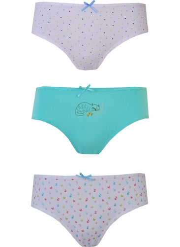 Hepsine Rakip Rivaling All 3-Piece Girl's Patterned Slip Panties Thin Elastic Cute Comfortable  - Image 1