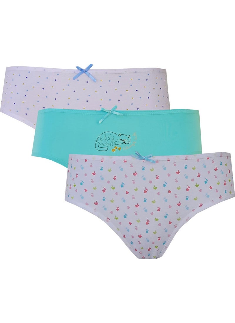 Hepsine Rakip - Rivaling All 3-Piece Girl's Patterned Slip Panties Thin Elastic Cute Comfortable - Image 1