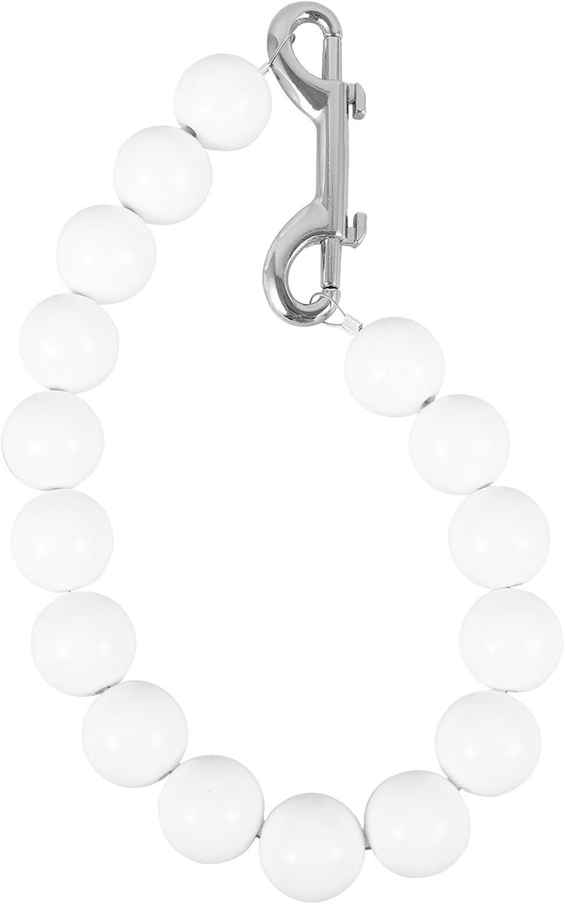 SUPVOX Flagpole Beaded Retainer Ring with Dual-Head Clips 16 White Beads Windproof Chain Outdoor Flagpole Hardware Weight Accessory for Secure Flag Fixing - Image 1