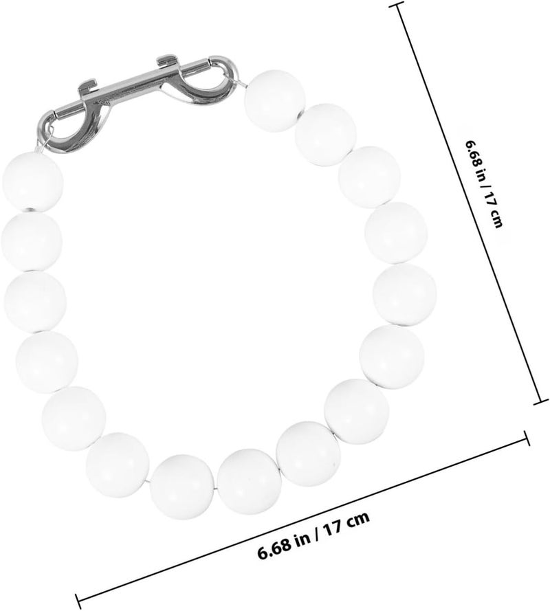 SUPVOX Flagpole Beaded Retainer Ring with Dual-Head Clips 16 White Beads Windproof Chain Outdoor Flagpole Hardware Weight Accessory for Secure Flag Fixing - Image 2
