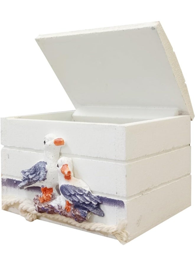FAB D'COR Mediterranean Storage Box Nautical Cove Treasure Chest Vintage Jewelry Case Boat Box, Suitcases Sea Decor  - Image 4