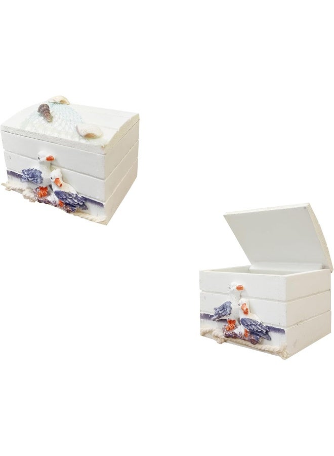 FAB D'COR Mediterranean Storage Box Nautical Cove Treasure Chest Vintage Jewelry Case Boat Box, Suitcases Sea Decor  - Image 3
