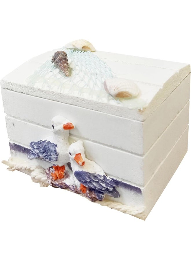 FAB D'COR Mediterranean Storage Box Nautical Cove Treasure Chest Vintage Jewelry Case Boat Box, Suitcases Sea Decor  - Image 1