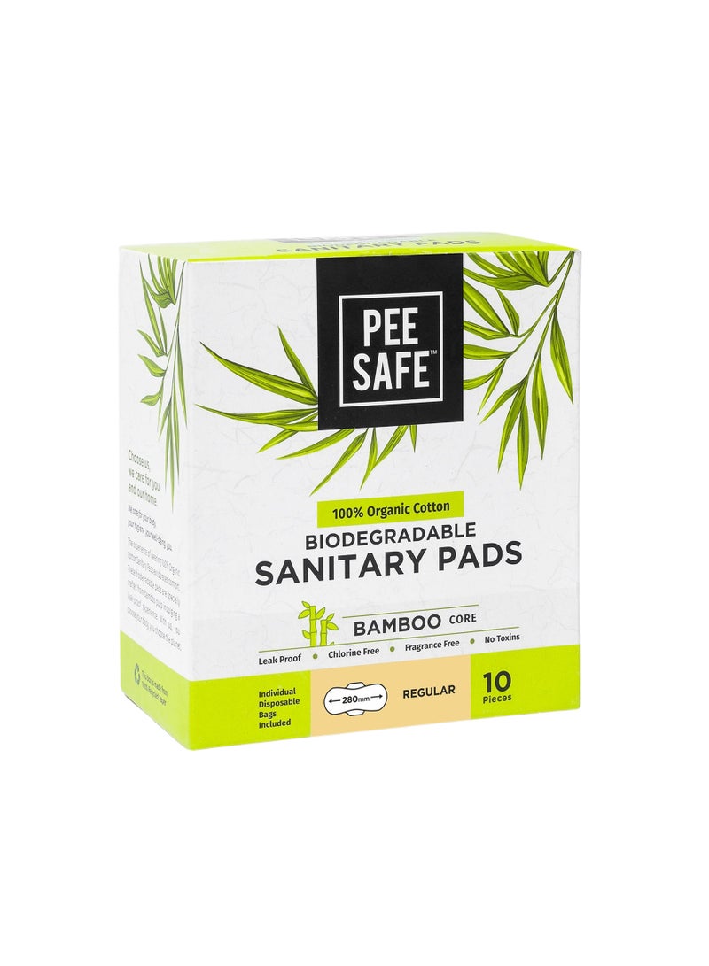 PEE SAFE PeeSafe 100% Organic Cotton Sanitary Pads & Bamboo Core, Absorbent & Leak-proof, Regular - 10 pads - Image 4