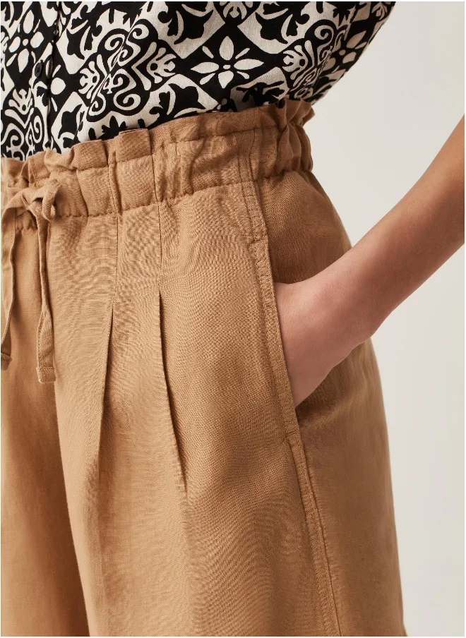 او في اس Ovs High-Rise Shorts In Linen And Viscose