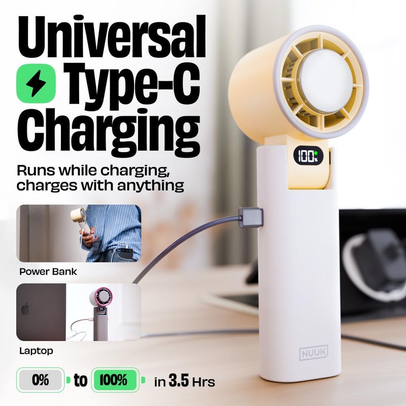 NUUK BFF Personal Hand Fan, 13000 RPM with IceTouch™ | 3600 mAh USB Rechargeable Battery [Up to 10H] | Portable Mini Fan | 100-Speed Dial | For Travel, Office, Makeup & Outdoor | 12-Month Warranty - Image 4