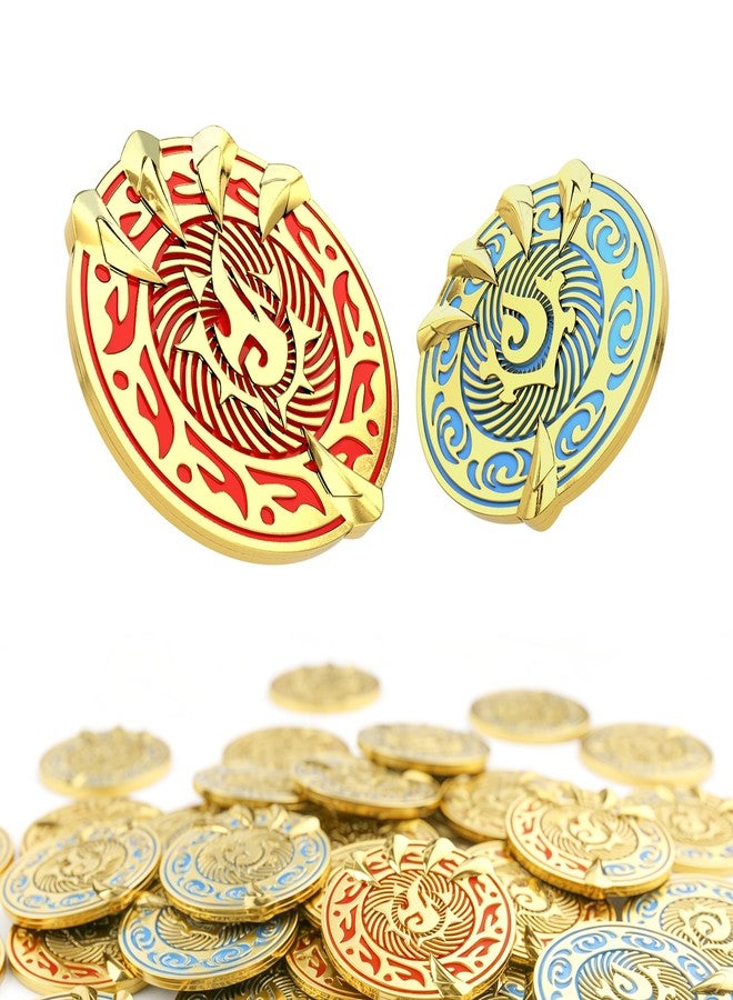 Byhoo Coins 20 PCS, Dragon Claw DND Metal Gold Coins with Mystical Green Eye Pouch, 3D Dragon Claw Clutching Magic Ball Enamel Tokens, Heavy 12g Zinc Alloy Decision Coin for RPG - Image 1