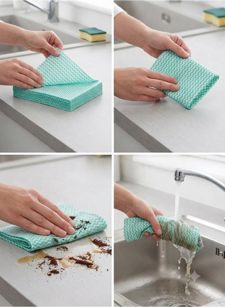 CHEMEX Non-Woven Semi Disposable Cleaning Cloth J Cloth 50 pcs/pkt Green - Image 2