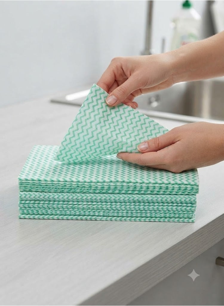CHEMEX Non-Woven Semi Disposable Cleaning Cloth J Cloth 50 pcs/pkt Green - Image 3