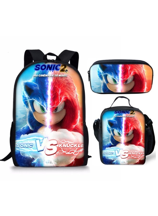 SONIC New Sonic Backpack, Pencil Case Crossbody Bag, Three-Piece Style, Boys' and Girls' Backpack, Casual Sports Travel Backpack, Student Schoolbag - Image 1
