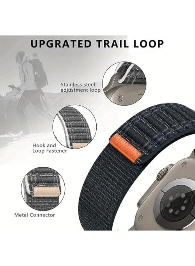 2Pcs for Apple Watch Strap 46/45/44/49mm Men, Premium Braided Sport Loop Band for iWatch Series 10 9 8 7 6 5 4 3/SE 2/Ultra 2, Breatheable Nylon Fabric Velcro Strap - Image 4