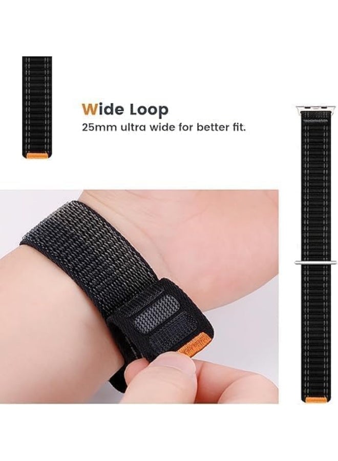 2Pcs for Apple Watch Strap 46/45/44/49mm Men, Premium Braided Sport Loop Band for iWatch Series 10 9 8 7 6 5 4 3/SE 2/Ultra 2, Breatheable Nylon Fabric Velcro Strap - Image 5