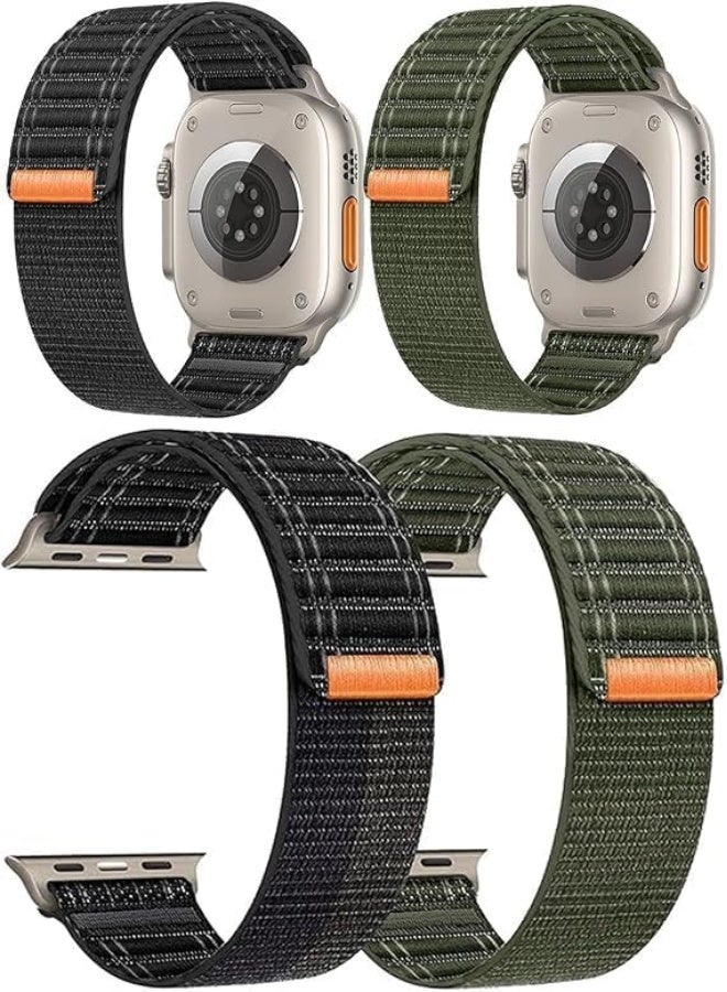 2Pcs for Apple Watch Strap 46/45/44/49mm Men, Premium Braided Sport Loop Band for iWatch Series 10 9 8 7 6 5 4 3/SE 2/Ultra 2, Breatheable Nylon Fabric Velcro Strap - Image 1