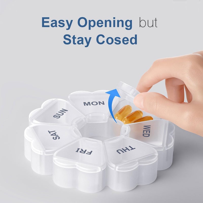 KAPENS Large Weekly Pill Organizer, Pill Box 7 Day, Daily Vitamin Case Large Capacity Compartments, Pill Containers for Fish Oil Medicine Supplements, White - Image 4