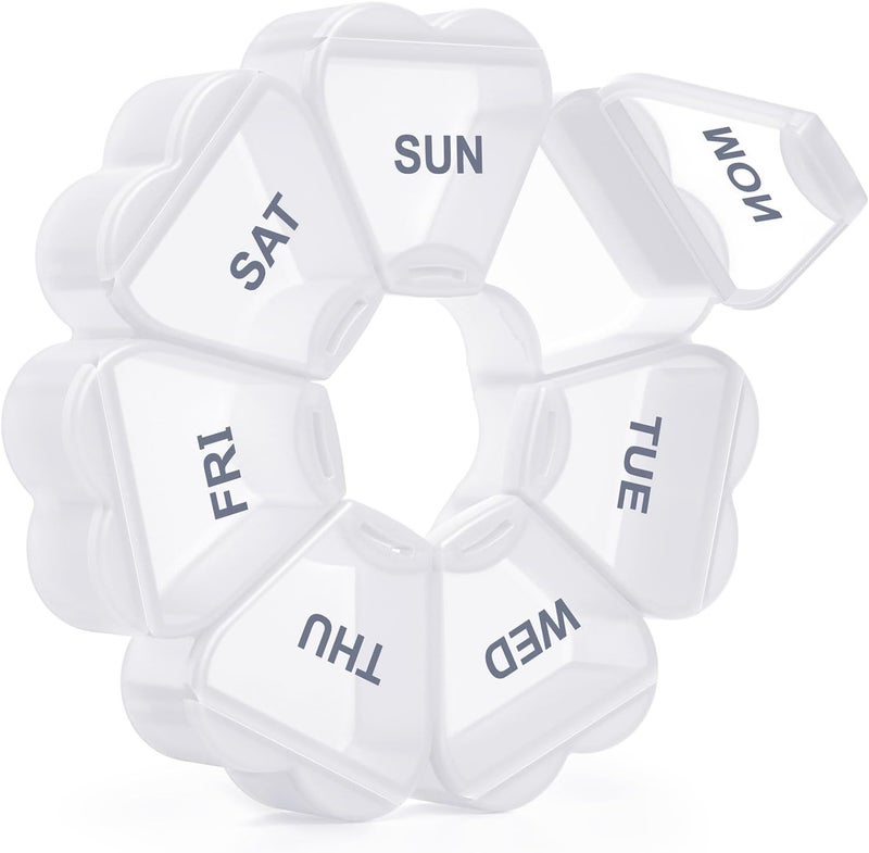 KAPENS Large Weekly Pill Organizer, Pill Box 7 Day, Daily Vitamin Case Large Capacity Compartments, Pill Containers for Fish Oil Medicine Supplements, White - Image 1