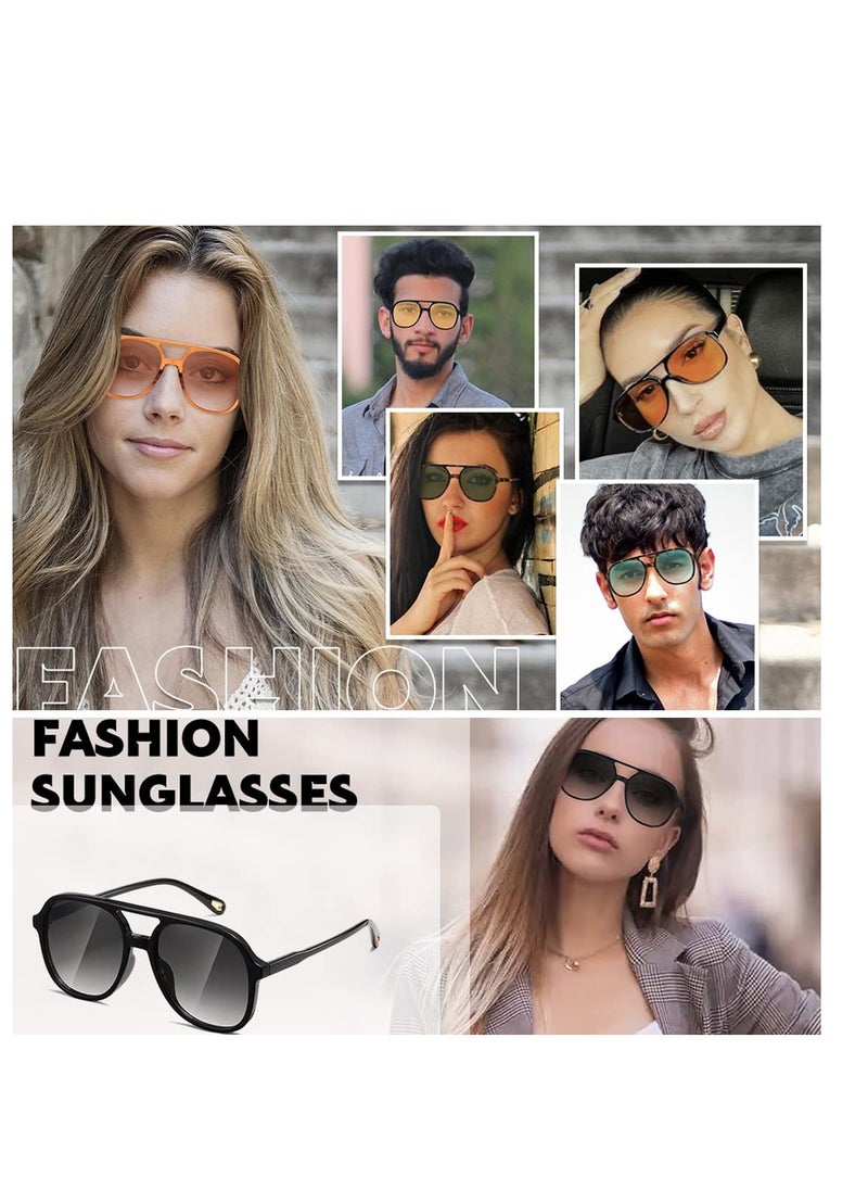 SYOSI - Retro Square Aviator Sunglasses Womens Mens 70s Stylish Vintage Double Bridge Sun Glasses - Image 1