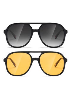 Retro Square Aviator Sunglasses Womens Mens 70s Stylish Vintage Double Bridge Sun Glasses