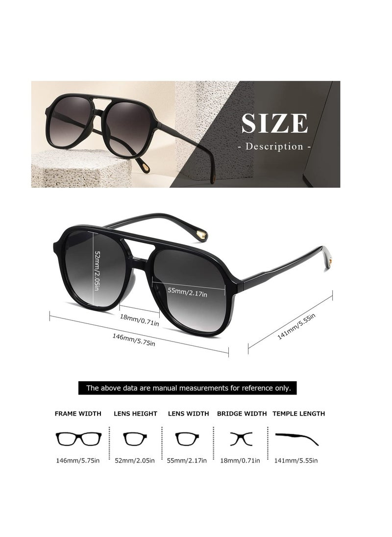 SYOSI - Retro Square Aviator Sunglasses Womens Mens 70s Stylish Vintage Double Bridge Sun Glasses - Image 1