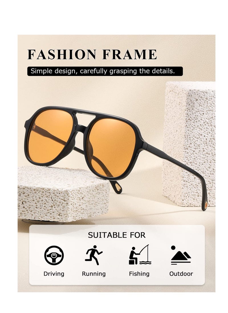 SYOSI - Retro Square Aviator Sunglasses Womens Mens 70s Stylish Vintage Double Bridge Sun Glasses - Image 1