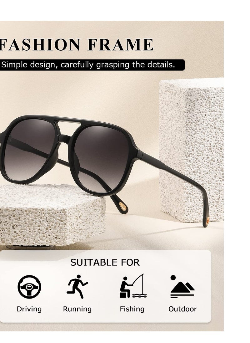 SYOSI - Retro Square Aviator Sunglasses Womens Mens 70s Stylish Vintage Double Bridge Sun Glasses - Image 1