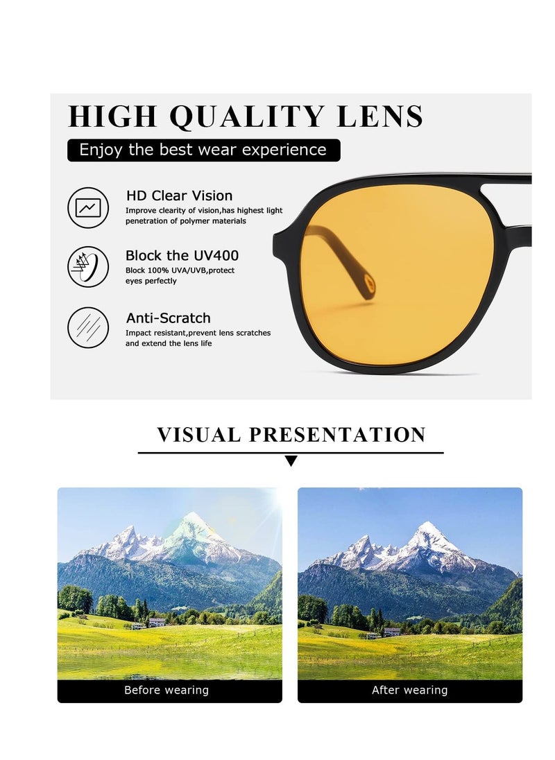 SYOSI - Retro Square Aviator Sunglasses Womens Mens 70s Stylish Vintage Double Bridge Sun Glasses - Image 1