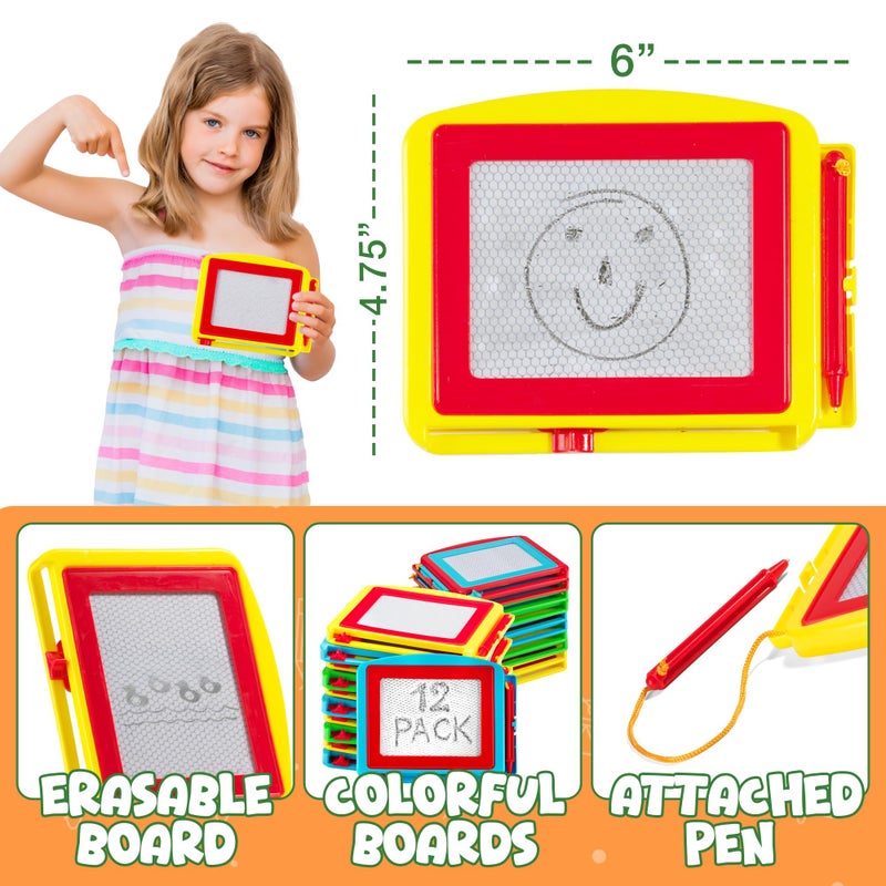 Bedwina Magnetic Drawing Board for Kids - (Pack of 12) Erasable Doodle Sketch Tablet and Travel Drawing Pad for Boys and Girls, Birthday Party Favors and Party Stocking Stuffers for Kids - Image 4