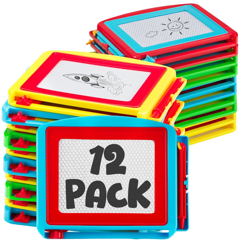 Bedwina Magnetic Drawing Board for Kids - (Pack of 12) Erasable Doodle Sketch Tablet and Travel Drawing Pad for Boys and Girls, Birthday Party Favors and Party Stocking Stuffers for Kids - Image 1